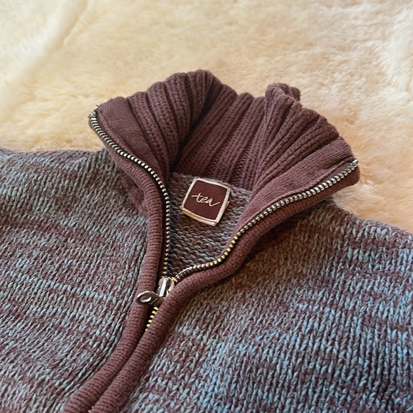 Tea Collection Kids Zip Up Sweater Cardigan Brown and Teal OG Designs - Picture 3 of 9